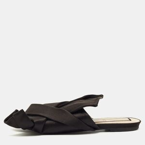 N21 Black Satin Knot Slide Sandals Size 39